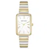 Anne Klein Dial Rectangular Face Two-tone Link Watch In Gold