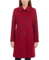 Anne Klein Women's Collared Button-front Walker Coat In Red