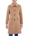 Anne Klein Women's Collared Button-front Walker Coat In Camel