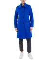 Anne Klein Women's Collared Button-front Walker Coat In Galactic Cobalt