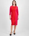 Anne Klein Colorblock Three-quarter Sleeve Sheath Dress In Pink Group
