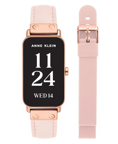 Anne Klein Women's Connect It Illume Smartwatch With Pink Leather And Pink Silicone Band, 37mm In Multi