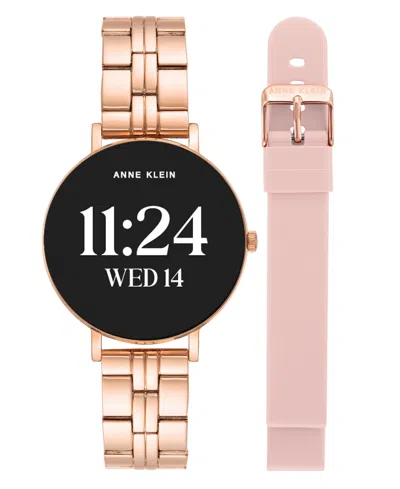 Anne Klein Women's Connect It Prism Smartwatch With Rose Gold-tone Metal Alloy And Pink Silicone Band, 30mm