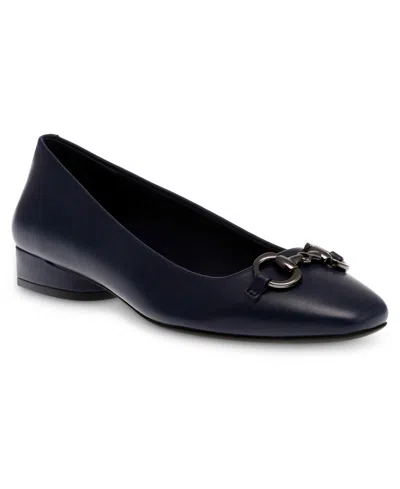 Anne Klein Women's Cora Tailored Ballet Flats In Navy Smooth