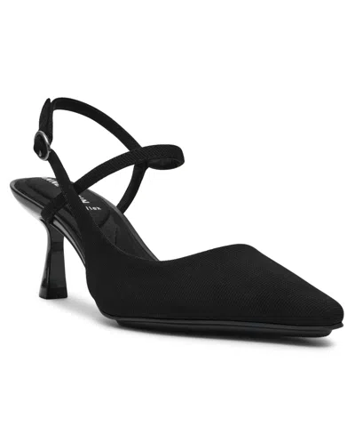 Anne Klein Women's Cosmo Pointed Toe Slingback Pumps In Black Stretch