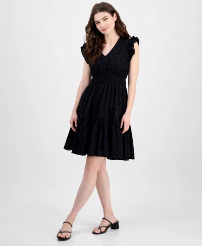 Anne Klein Women's Cotton Eyelet Drawstring-waist Dress