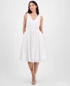 Anne Klein Women's Cotton Eyelet Sleeveless Fit & Flare Dress In Pearl White