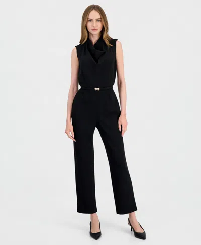 Anne Klein Women's Cowl-neck Sleeveless Jumpsuit In Anne Black