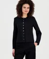 Anne Klein Women's Crewneck Button-front Blazer In Black