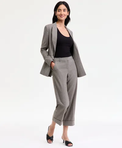 Anne Klein Women's Cropped Houndstooth Pants In Gray