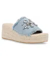 Anne Klein Crystal Espadrille Slide Sandal In Denim