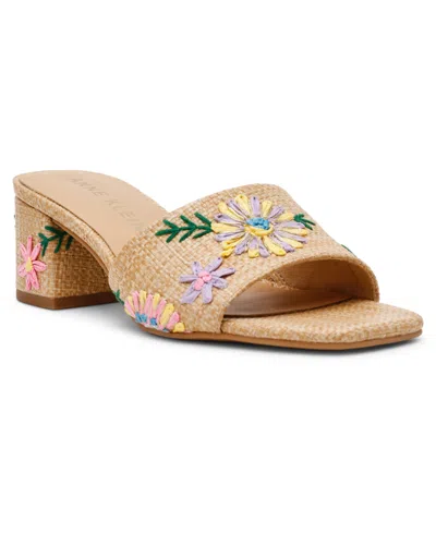 Anne Klein Women's Dolls Embroidered Raffia Block Heel Sandals In Multicolor