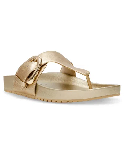 Anne Klein Women's Dori Footbed Thong Flat Sandals In Gold
