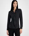 Anne Klein Scarf Top In Anne Black,bright White