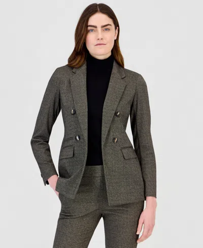 Anne Klein Women's Double Breasted Notched Collar Triple Pocket Blazer In Gray