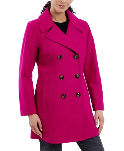 Anne Klein Women's Double-breasted Peacoat, Created For Macy's In Orchid Flower