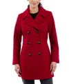 Anne Klein Women's Double-breasted Peacoat, Created For Macy's In Red