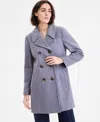 Anne Klein Petite Double-breasted Peacoat, Exclusively At Macy's In Blue