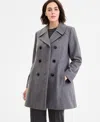 Anne Klein Petite Double-breasted Peacoat, Exclusively At Macy's In Gray