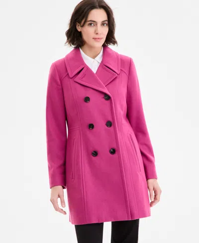 Anne Klein Women's Double-breasted Peacoat, Exclusively At Macy's In Purple