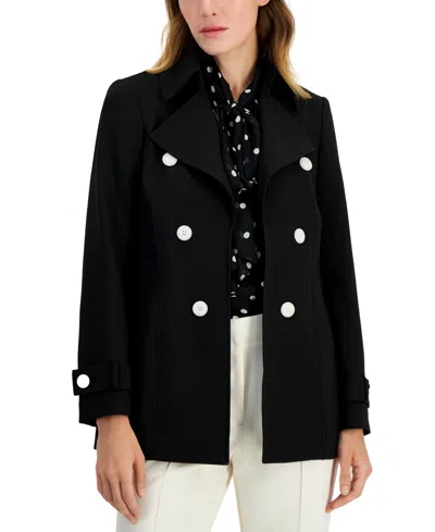 ANNE KLEIN WOMEN'S FAUX DOUBLE-BREASTED TRENCH COAT, CREATED FOR MACY'S