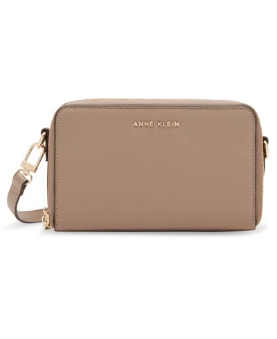 Anne Klein 3 Piece Gift Set With Double Zip Camera Crossbody In Truffle