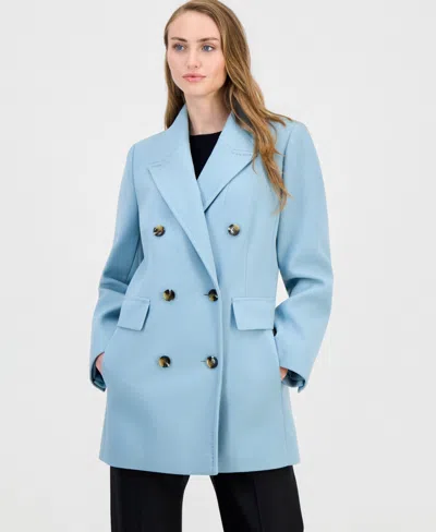 Anne Klein Women's Double-breasted Peacoat, Created For Macy's In Blue