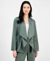 Anne Klein Draped Open Front Jacket In Eucalyptus
