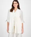 Anne Klein Women's Draped 3/4-sleeve Cardigan Sweater In White Dove