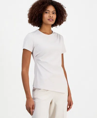 Anne Klein Women's Draped-front Short-sleeve Top In White