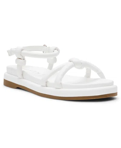 Anne Klein Women's Elisabeth Ankle Strap Footbed Flat Sandals In White