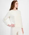 Anne Klein Bead Detail Crewneck Sweater In Anne White