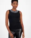 Anne Klein Mirror Bead Detail Sleeveless Sweater In Anne Black
