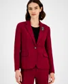 Anne Klein Women's Embellished One-button Blazer In Red