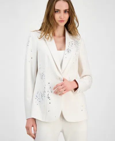 Anne Klein Women's Embellished One-button Jacket In White