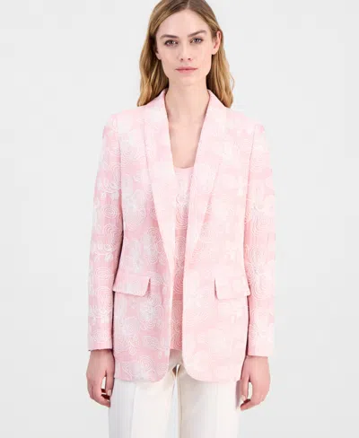 Anne Klein Women's Embroidered Shawl-collar Open-front Blazer, Regular & Petite In Multi