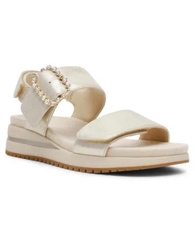 Anne Klein Women's Evanti Buckle Double Strap Sporty Sandals In Light Gold