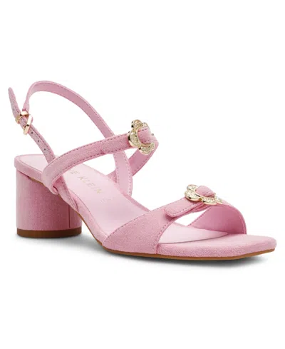 Anne Klein Women's Felipa Flower Embellished Block Heel Dress Sandals In Pink