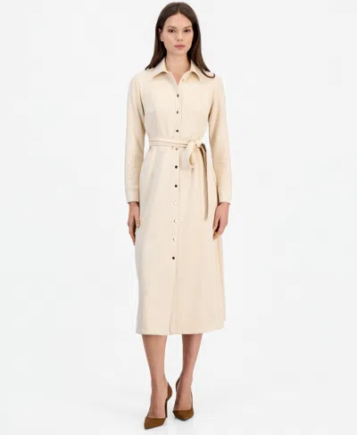 Anne Klein Women's Fitted Midi Tie-belt Shirt Dress In Multi