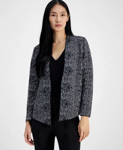 Anne Klein Women's Fitted Open-front Cardigan In Anne Black,anne White
