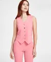 Anne Klein Five Button Vest In Pink Dahlia