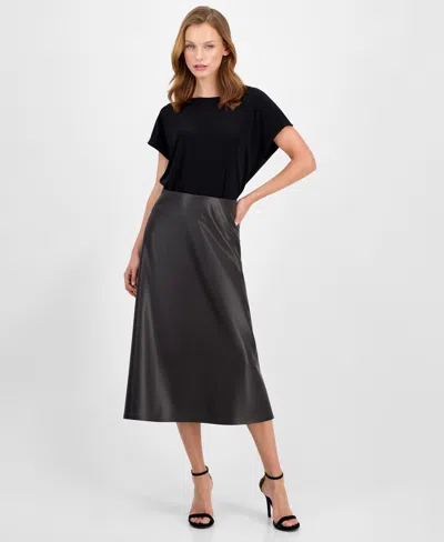 Anne Klein Women's Flared Pull-on Midi Skirt In Gray