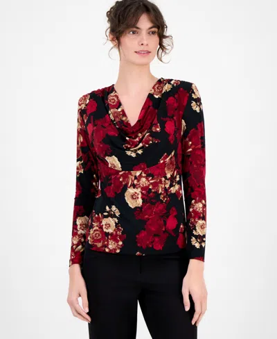 Anne Klein Women's Floral Cowl-neck Top In Multi