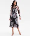 Anne Klein Women's Floral Organza Long-sleeve Shirtdress In Multi