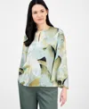 ANNE KLEIN WOMEN'S FLORAL-PRINT KEYHOLE-CUTOUT TOP