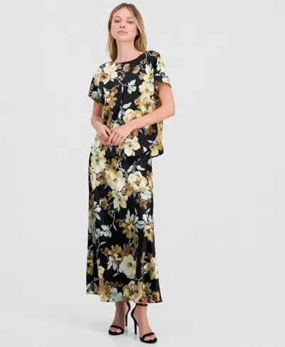 Anne Klein Women's Floral-print Pull-on Flared Skirt In Multi