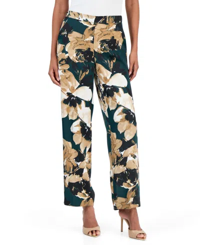 Anne Klein Women's Floral-print Pull-on Wide-leg Pants In Multi