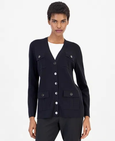 Anne Klein Women's Four Patch Pockets Cardigan In Multi