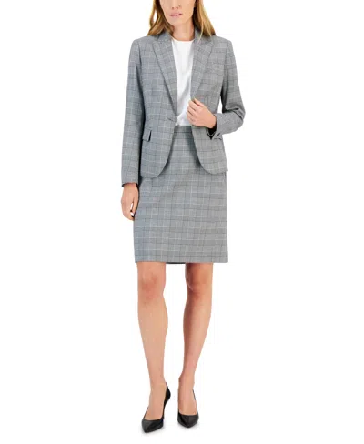 Anne Klein Women's Glen Plaid Single-button Skirt Suit In Gray