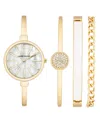 Anne Klein Women's Gold-tone Alloy Bangle Fashion Watch 41mm Set 4 Pieces In Gold-tone